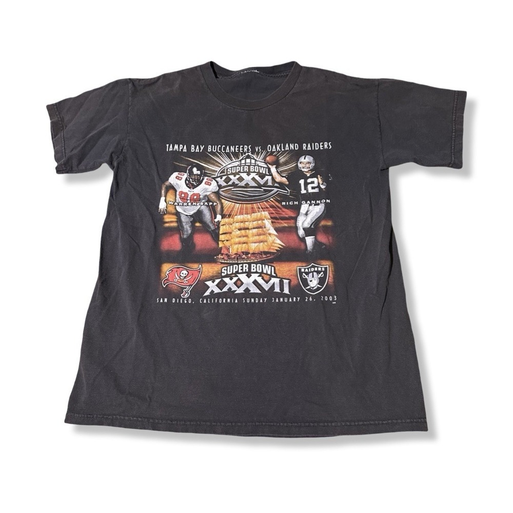 Tampa Bay Buccaneers Raiders Shirt Large Warren Sapp Rich Gannon Super Bowl 2003